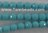 CTU912 15.5 inches 8mm faceted round synthetic turquoise beads