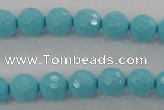 CTU913 15.5 inches 10mm faceted round synthetic turquoise beads