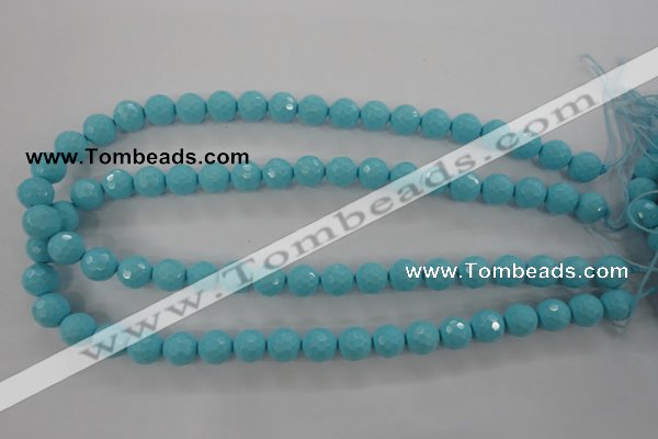 CTU913 15.5 inches 10mm faceted round synthetic turquoise beads