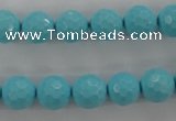 CTU914 15.5 inches 12mm faceted round synthetic turquoise beads