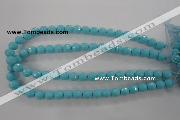 CTU914 15.5 inches 12mm faceted round synthetic turquoise beads