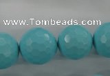 CTU915 15.5 inches 14mm faceted round synthetic turquoise beads