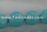 CTU916 15.5 inches 16mm faceted round synthetic turquoise beads