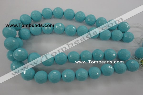 CTU916 15.5 inches 16mm faceted round synthetic turquoise beads