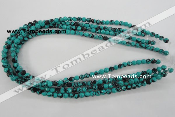 CTU931 15.5 inches 6mm faceted round synthetic turquoise beads