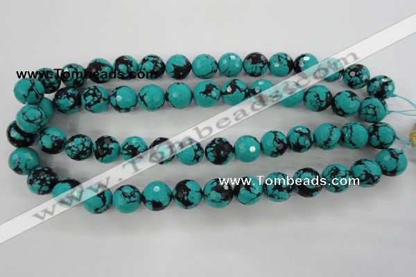 CTU935 15.5 inches 14mm faceted round synthetic turquoise beads