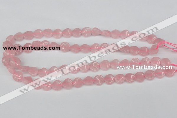 CTW04 15.5 inches 12mm twisted coin rose quartz beads wholesale