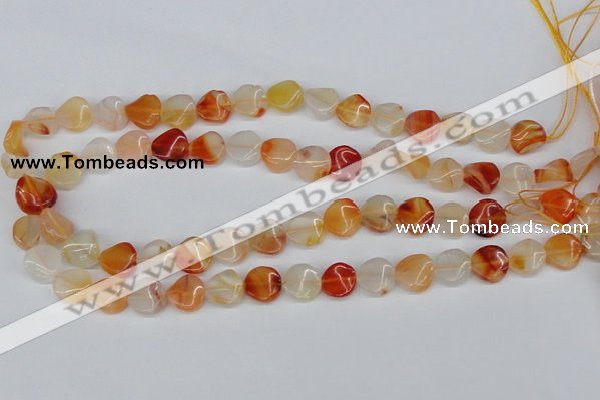 CTW05 15.5 inches 12mm twisted coin agate gemstone beads wholesale