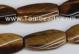 CTW103 15.5 inches 15*30mm twisted rectangle tiger eye beads