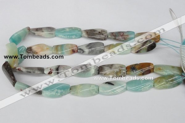 CTW104 15.5 inches 15*30mm twisted rectangle amazonite beads