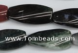 CTW105  15.5 inches 15*30mm twisted rectangle moss agate beads