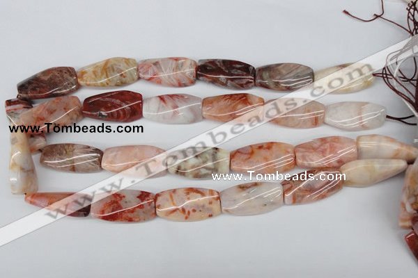 CTW107 15.5 inches 15*30mm twisted rectangle agate beads wholesale