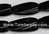 CTW108 15.5 inches 15*30mm twisted rectangle black agate beads