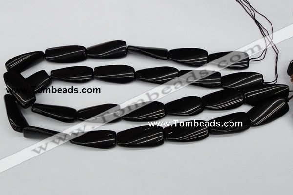 CTW108 15.5 inches 15*30mm twisted rectangle black agate beads