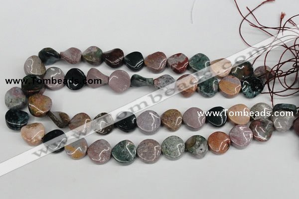 CTW11 15.5 inches 16mm twisted coin Indian agate beads wholesale