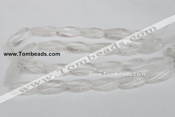 CTW110 15.5 inches 15*30mm twisted rectangle white crystal beads