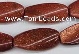 CTW112 15.5 inches 15*30mm twisted rectangle goldstone beads