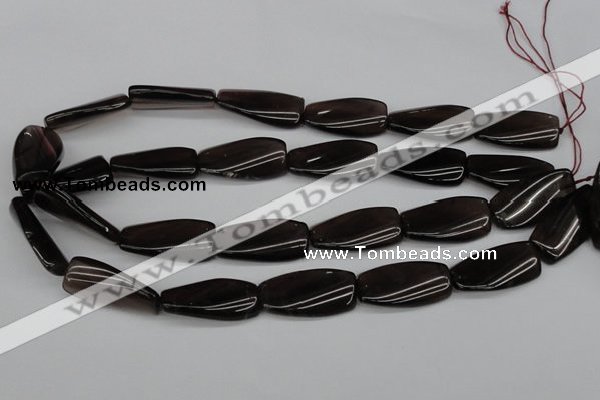 CTW114 15.5 inches 15*30mm twisted rectangle smoky quartz beads