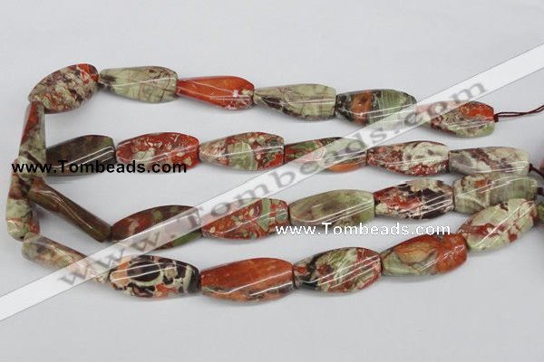 CTW119 15.5 inches 15*30mm twisted rectangle rainforest agate beads