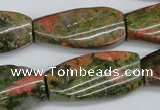 CTW120 15.5 inches 15*30mm twisted rectangle unakite gemstone beads