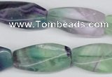 CTW121 15.5 inches 15*30mm twisted rectangle fluorite gemstone beads