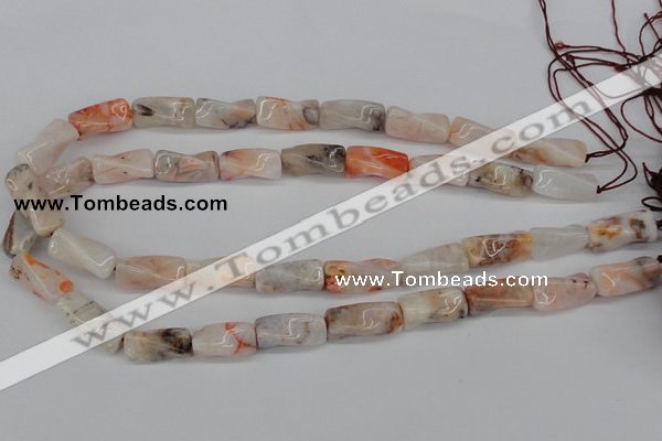 CTW124 15.5 inches 9*20mm twisted trihedron agate gemstone beads