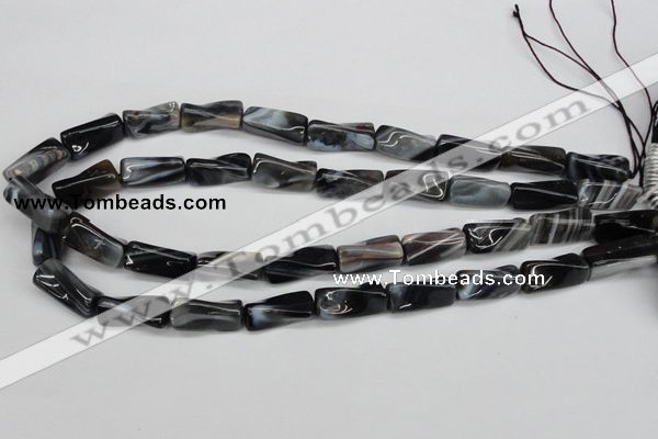 CTW128 15.5 inches 9*20mm twisted trihedron madagascar agate beads