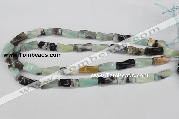 CTW131 15.5 inches 10*20mm twisted trihedron amazonite gemstone beads