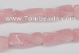 CTW133 15.5 inches 9*20mm twisted trihedron rose quartz beads