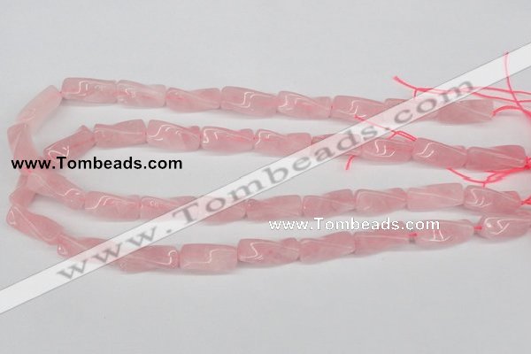 CTW133 15.5 inches 9*20mm twisted trihedron rose quartz beads