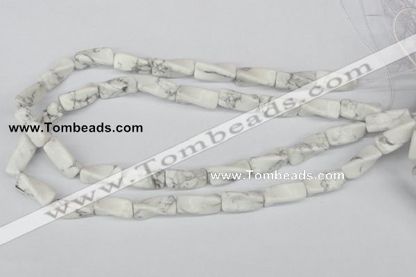 CTW134 15.5 inches 9*20mm twisted trihedron white howlite beads