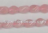 CTW148 15.5 inches 8*11mm twisted rice rose quartz beads