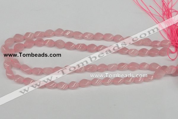 CTW148 15.5 inches 8*11mm twisted rice rose quartz beads