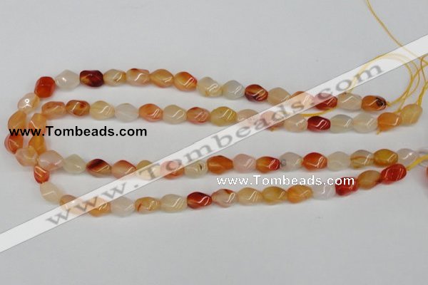 CTW150 15.5 inches 8*11mm twisted rice agate gemstone beads