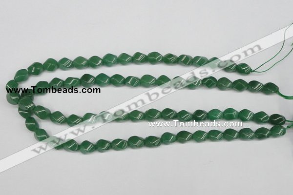 CTW152 15.5 inches 8*11mm twisted rice green aventurine beads