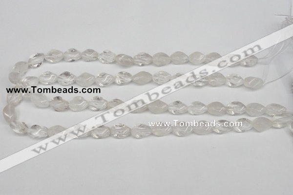 CTW153 15.5 inches 8*15mm twisted rice white crystal beads