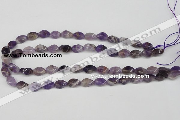 CTW154 15.5 inches 8*15mm twisted rice amethyst gemstone beads