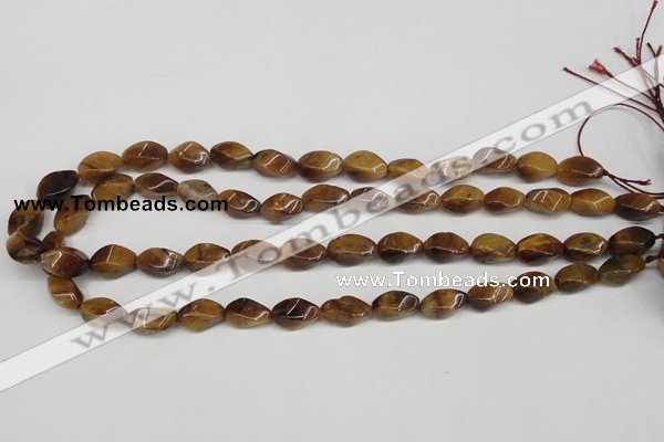 CTW156 15.5 inches 8*15mm twisted rice yellow tiger eye beads