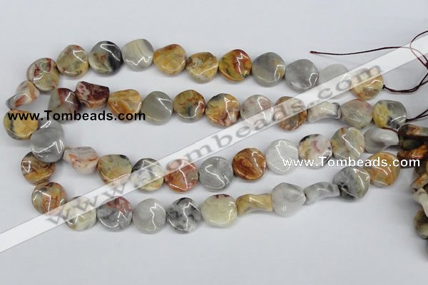 CTW16 15.5 inches 16mm twisted coin crazy lace agate beads wholesale