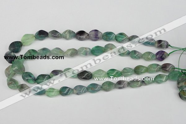 CTW162 15.5 inches 10*15mm twisted rice fluorite gemstone beads