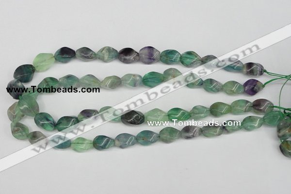 CTW162 15.5 inches 10*15mm twisted rice fluorite gemstone beads