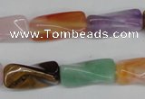 CTW163 15.5 inches 10*20mm twisted trihedron mixed gemstone beads