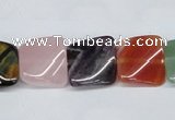 CTW164 15.5 inches 15*15mm twisted square mixed gemstone beads