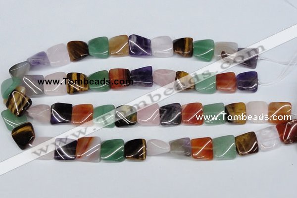 CTW164 15.5 inches 15*15mm twisted square mixed gemstone beads