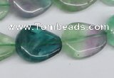 CTW167 15.5 inches 18*22mm twisted teardrop fluorite gemstone beads