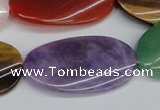 CTW168 15.5 inches 22*40mm twisted oval mixed gemstone beads