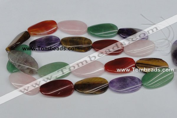 CTW168 15.5 inches 22*40mm twisted oval mixed gemstone beads