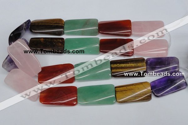 CTW169 15.5 inches 22*40mm twisted rectangle mixed gemstone beads