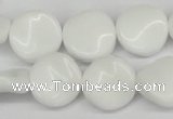 CTW18 15.5 inches 16mm twisted coin white agate beads wholesale