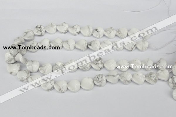 CTW19 15.5 inches 16mm twisted coin white howlite turquoise beads